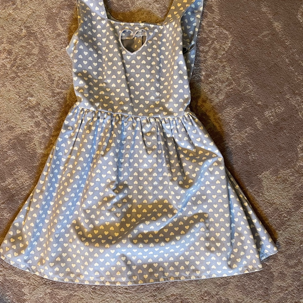 Heart Patterned Blue Dress
